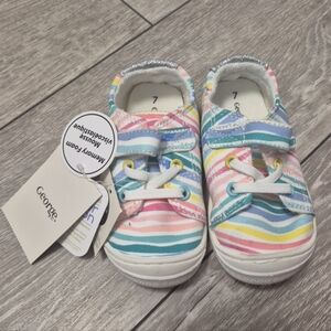 George Kids Infant Toddler Memory Foam Rainbow Pastel Stripe Sneakers - Green
